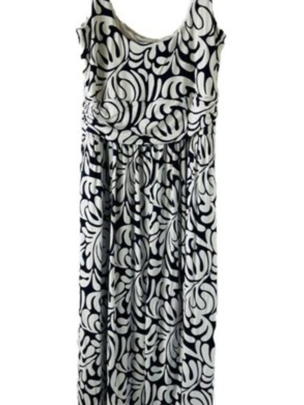 Boden Navy and White Printed Sleeveless Maxi Dress Slinky